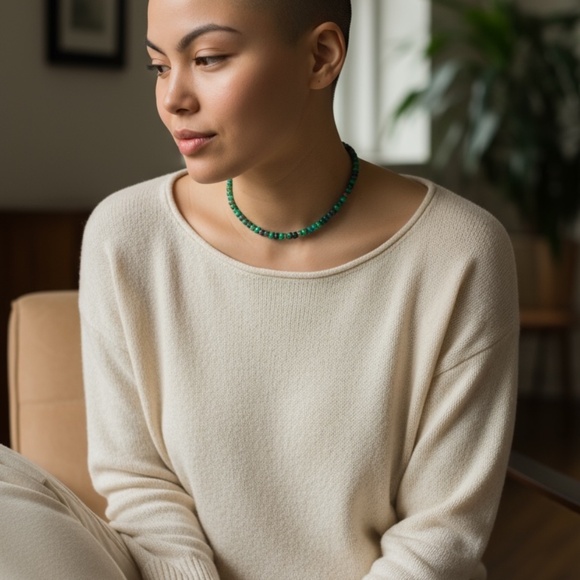 Natural Black Opal Necklace Handmade Solid 18K White Gold ,  October Birthstone - Picture 2 of 6